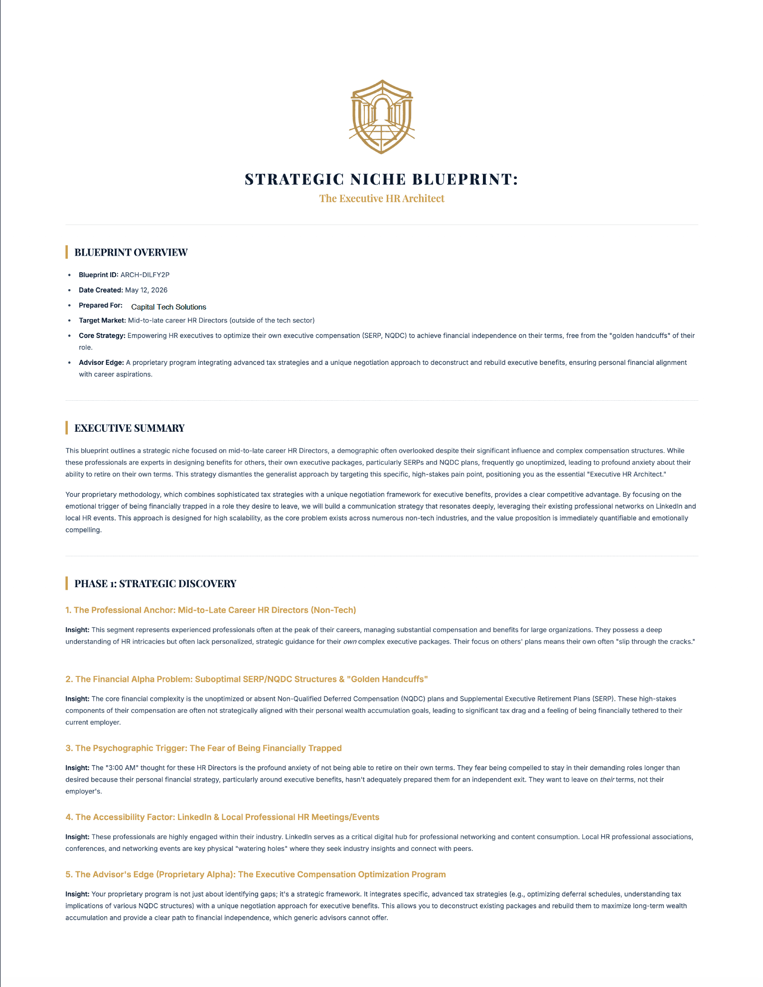 The Prospect Architect™ — Strategic Niche Blueprint